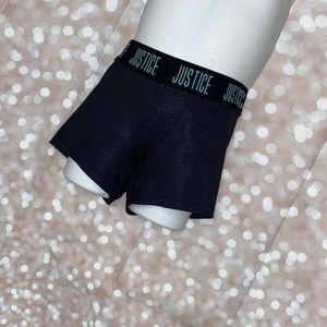 Blue and black with gold dots justice compression shorts